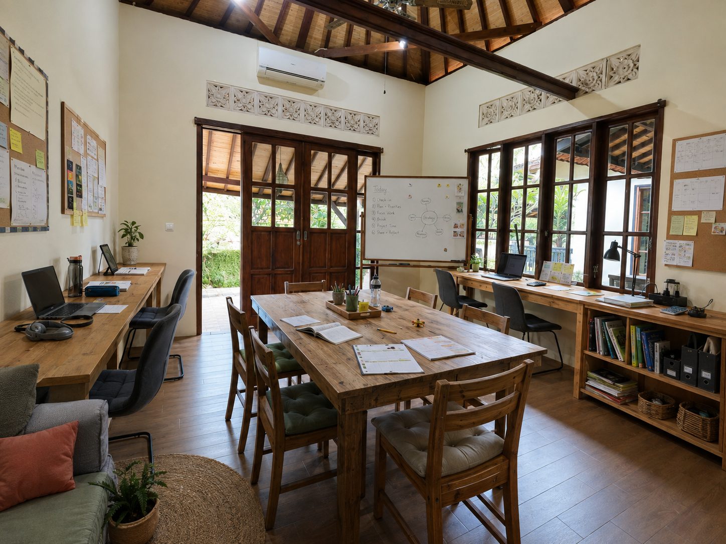 Classroom set up for older teenage students at Winta's Place, Ubud, Bali