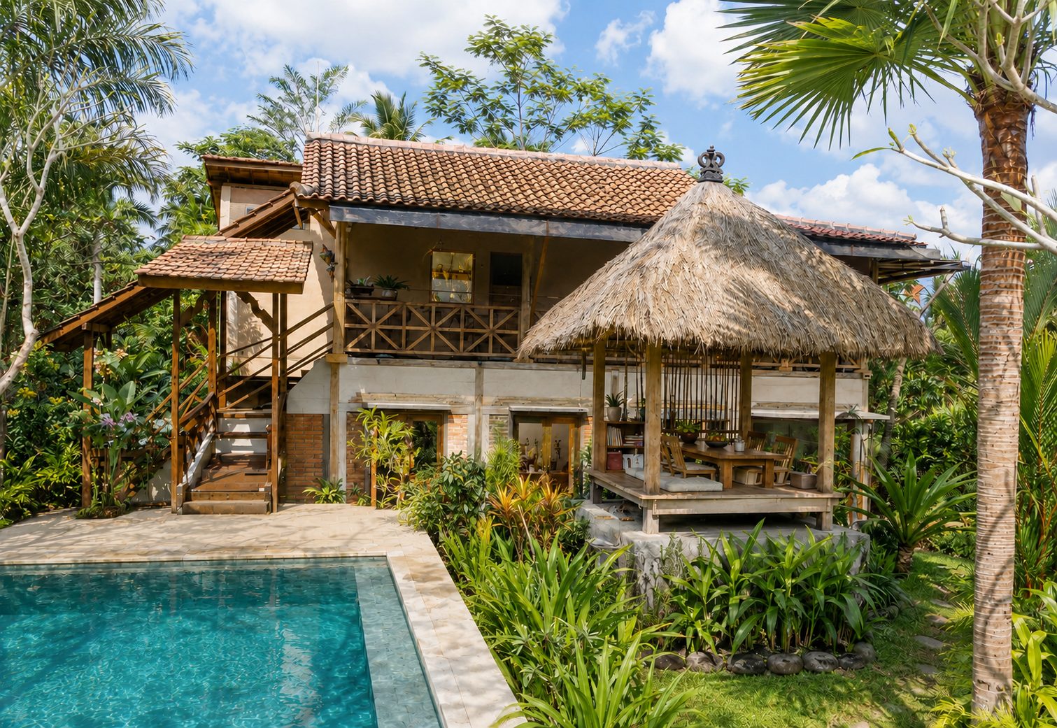 Rear pool area beside the third learning room at Winta's Place, Ubud