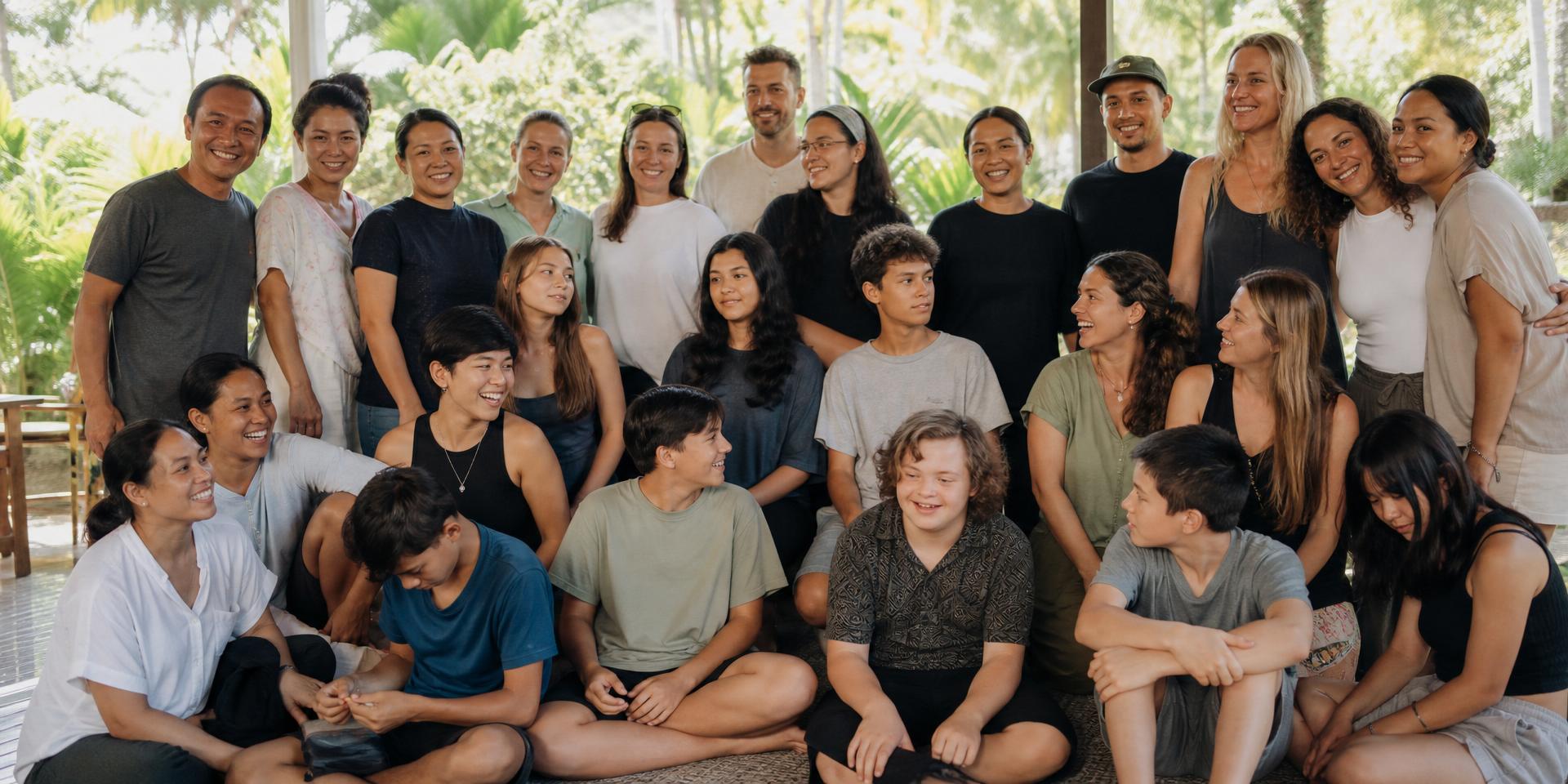 Parents, carers and staff gathered together in a warm community space at Winta's Place in Ubud, Bali.