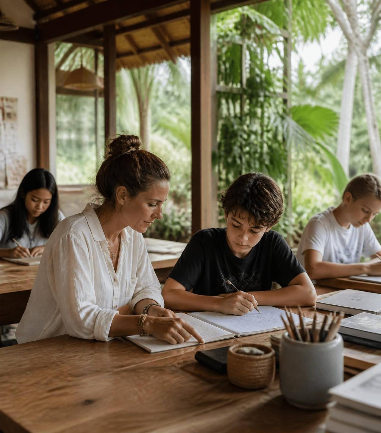 Small-class learning at Winta's Place THRIVE, a holistic alternative school in Ubud, Bali